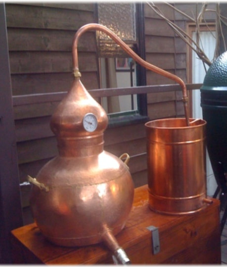 A 50 litre hoga alembic displayed outside a house in Australia