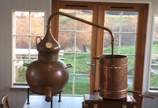 Copper alembic of 100 litres working on a Danish farm